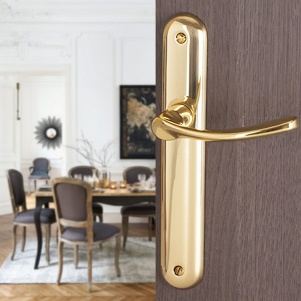 Poignée de porte MERLIN en laiton poli brillant