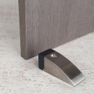 Butée de porte sol DELTA, Inox mat embout Caoutchouc noir