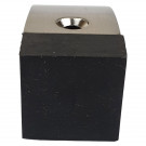 Butée de porte sol DELTA, Inox mat embout Caoutchouc noir