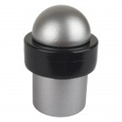 Butée de porte sol DOME, Aluminium anodisé gris argent anneau Caoutchouc noir