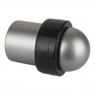 Butée de porte sol DOME, Aluminium anodisé gris argent anneau Caoutchouc noir