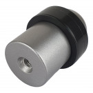 Butée de porte sol DOME, Aluminium anodisé gris argent anneau Caoutchouc noir
