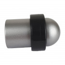Butée de porte sol DOME, Aluminium anodisé gris argent anneau Caoutchouc noir
