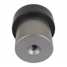 Butée de porte sol DOME, Aluminium anodisé gris argent anneau Caoutchouc noir