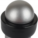 Butée de porte sol DOME, Aluminium anodisé gris argent anneau Caoutchouc noir