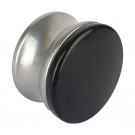 Butée de porte murale CROCHET, Aluminium argent embout caoutchouc noir
