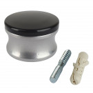 Butée de porte murale CROCHET, Aluminium argent embout caoutchouc noir