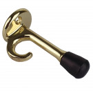 Butée de porte murale CROCHET, Zamak doré poli embout Caoutchouc noir