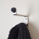 Butée de porte murale CROCHET, Inox mat embout Caoutchouc noir