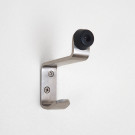 Butée de porte murale CROCHET, Inox mat embout Caoutchouc noir
