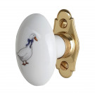 Poignée de fenêtre crémone OIES, Porcelaine de Limoges et Laiton doré