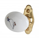 Poignée de fenêtre crémone OIES, Porcelaine de Limoges et Laiton doré