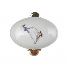 Poignée de fenêtre crémone OIES, Porcelaine de Limoges et Laiton doré