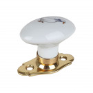 Poignée de fenêtre crémone OIES, Porcelaine de Limoges et Laiton doré