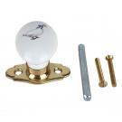 Poignée de fenêtre crémone OIES, Porcelaine de Limoges et Laiton doré