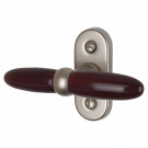 Poignée de fenêtre crémone JANICE, Aluminium nickel mat et bois foncé