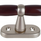 Poignée de fenêtre crémone JANICE, Aluminium nickel mat et bois foncé