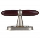 Poignée de fenêtre crémone JANICE, Aluminium nickel mat et bois foncé