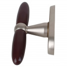 Poignée de fenêtre crémone JANICE, Aluminium nickel mat et bois foncé