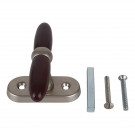Poignée de fenêtre crémone JANICE, Aluminium nickel mat et bois foncé
