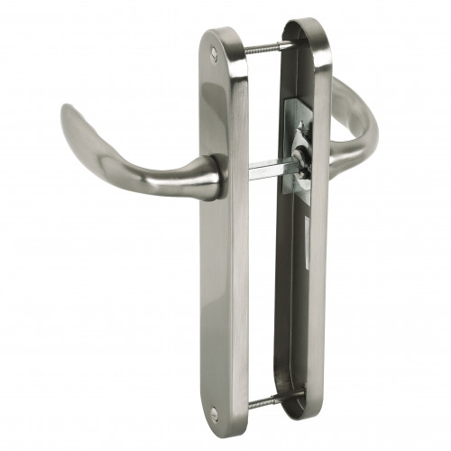 Poignée de porte chambon sans trou de clé.