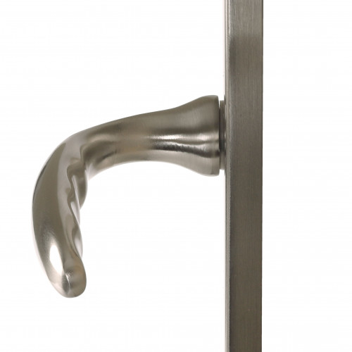 Poignée de porte chambon sans trou de clé.