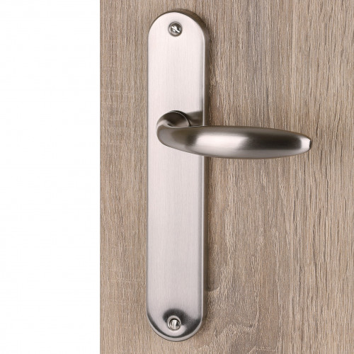 Poignée de porte chambon sans trou de clé.