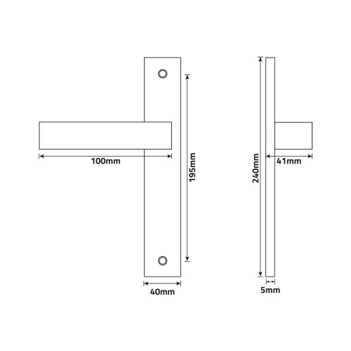 2 poignées de porte DURANCE, Laiton patiné entraxe 195 mm sans trou