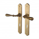 2 poignées de porte DURANCE, Laiton patiné entraxe 195 mm entrée de clé