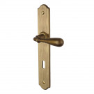 2 poignées de porte DURANCE, Laiton patiné entraxe 195 mm entrée de clé