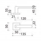 2 poignées de porte sur rosace carrée LOFT, Métal