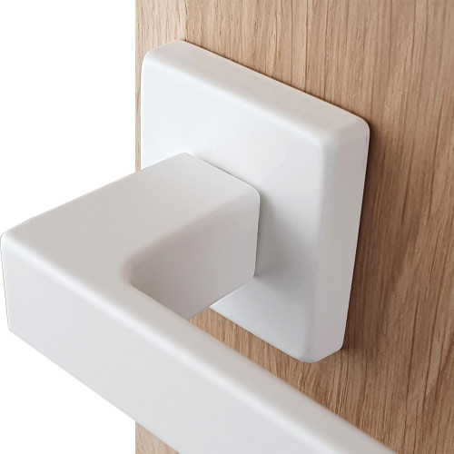 2 poignées de porte sur rosace carrée LOFT, Métal mat