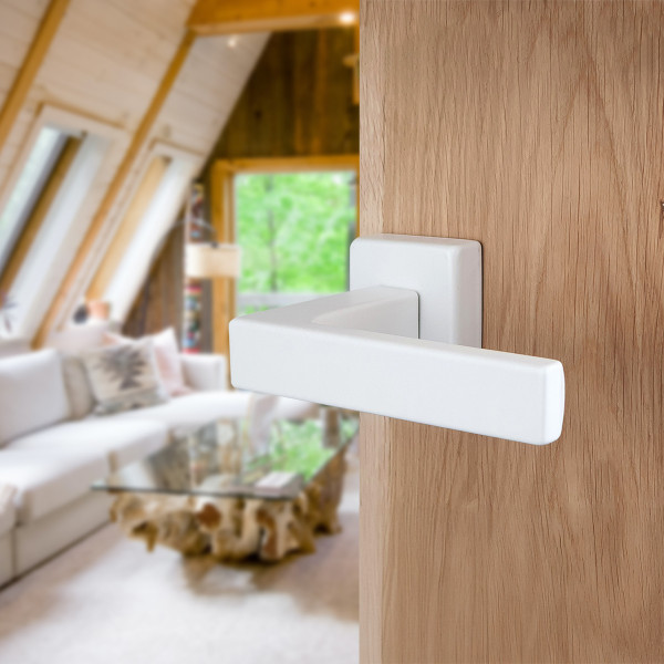 2 poignées de porte sur rosace carrée LOFT, Métal mat