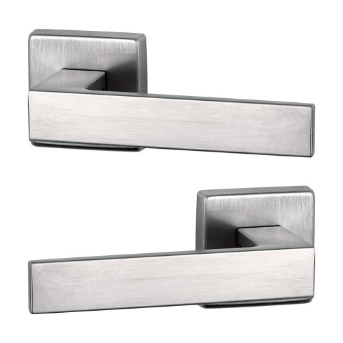2 poignées de porte sur rosace carrée LOFT, Métal mat