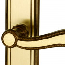 2 poignées de porte LOUIS XV, Zamak doré patiné entraxe 195 mm - Bouton de condamnation pour salle de bain ou WC