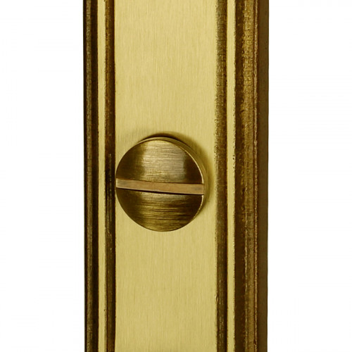2 poignées de porte LOUIS XV, Zamak doré patiné entraxe 195 mm - Bouton de condamnation pour salle de bain ou WC