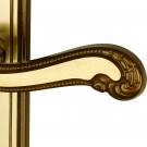 2 poignées de porte LOUIS XV, Zamak doré patiné entraxe 195 mm - Bouton de condamnation pour salle de bain ou WC