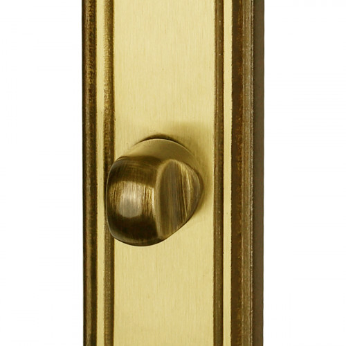 2 poignées de porte LOUIS XV, Zamak doré patiné entraxe 195 mm - Bouton de condamnation pour salle de bain ou WC