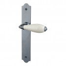 2 poignées de porte RUSTICA, Fer béquille Porcelaine blanc entraxe 195 mm