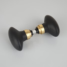 2 boutons de porte intérieure OLIVES, Porcelaine Noir, Carré 6 mm - Embase dorée