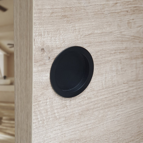2 poignées cuvettes rondes BASIC, Zamak noir mat Ø59mm