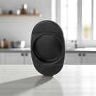 2 poignées de porte coulissante encastrables ovales CUVETTE, Nylon noir, avec douille de tirage