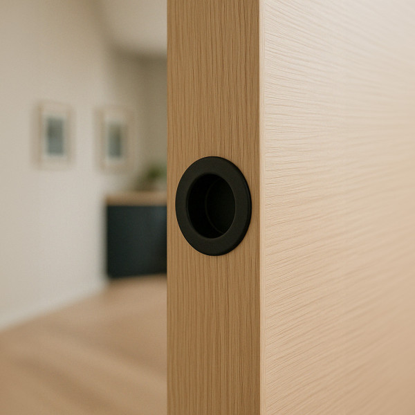 Tire-doigt encastrable porte coulissante BASIC, Zamak noir mat