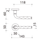 2 poignées de porte sur rosace fine minimaliste NANTUA, Aluminium aspect fer noir