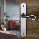 2 poignées de porte NOBLE, Plaque fine minimaliste, Fer patiné gris entraxe 195 mm