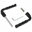 2 béquilles de porte ou portail NANTUA TORSADE, Aluminium noir, Carré 7 mm