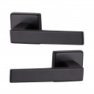 2 poignées de porte sur rosace carrée LOFT, Métal noir mat