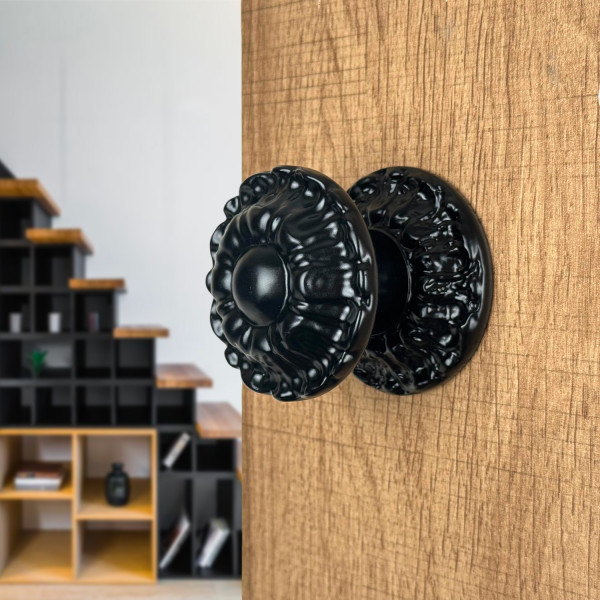 Pommeau de porte MARGUERITE, Zamak Noir