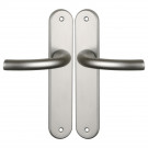 2 poignées de porte KYOTO, Aluminium F9 Inox entraxe 195 mm - sans trou pour séjour, salon ou cuisine