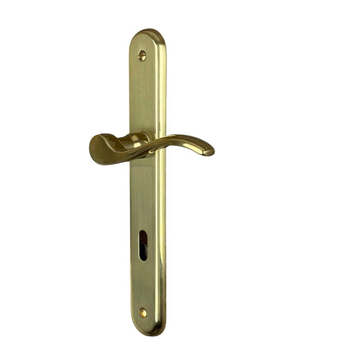 2 poignées de porte AGATHE, Laiton poli entraxe 195 mm